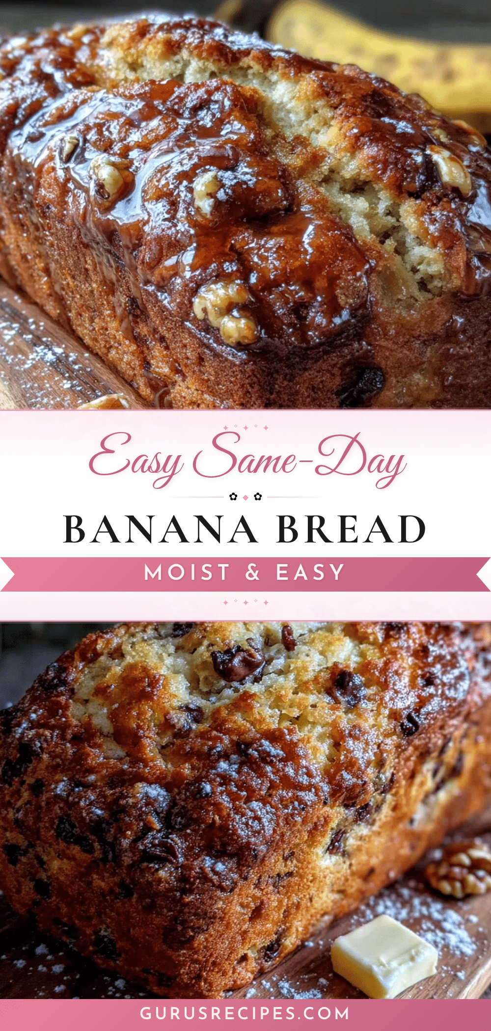 easy no-knead same-day banana bread recipe