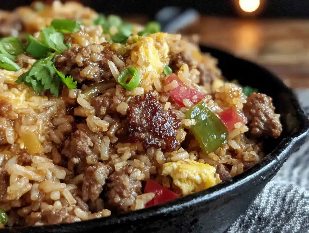 easy one-pan cheesy ground beef skillet preparation steps
