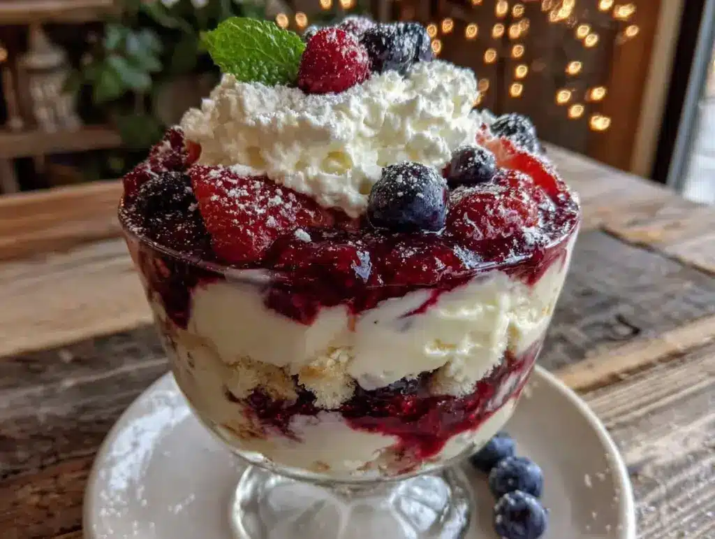 Easy Red White and Blue Berry Trifle - featured image