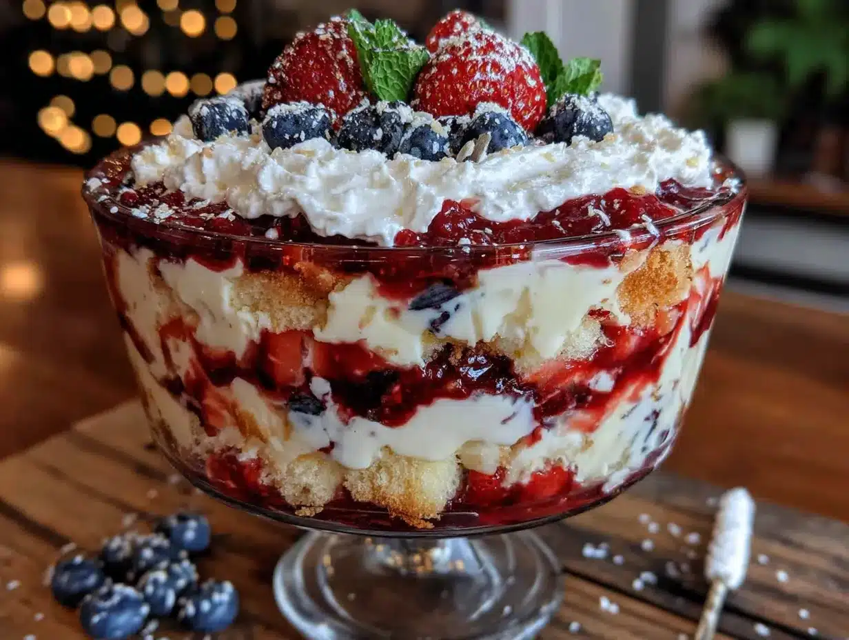 Easy Red White and Blue Berry Trifle preparation steps