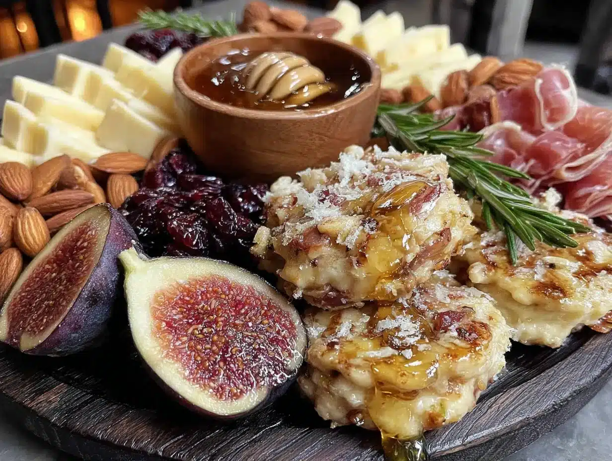 fall harvest charcuterie board with fig and honey preparation steps