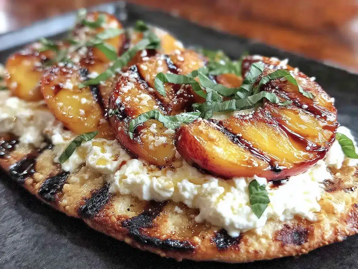 grilled peach and burrata flatbread preparation steps