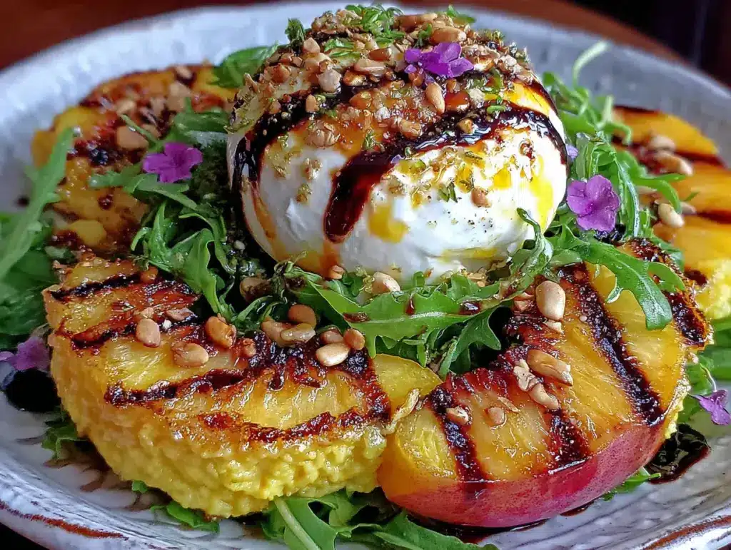 grilled peach and burrata salad - featured image