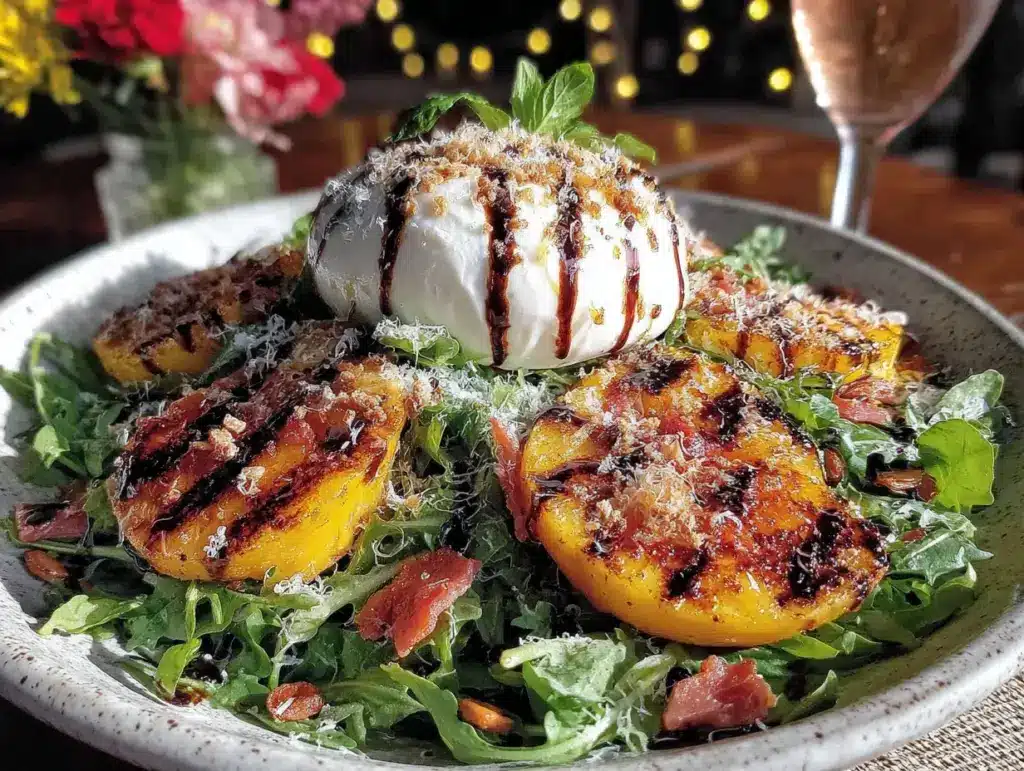 grilled peach and burrata salad - featured image