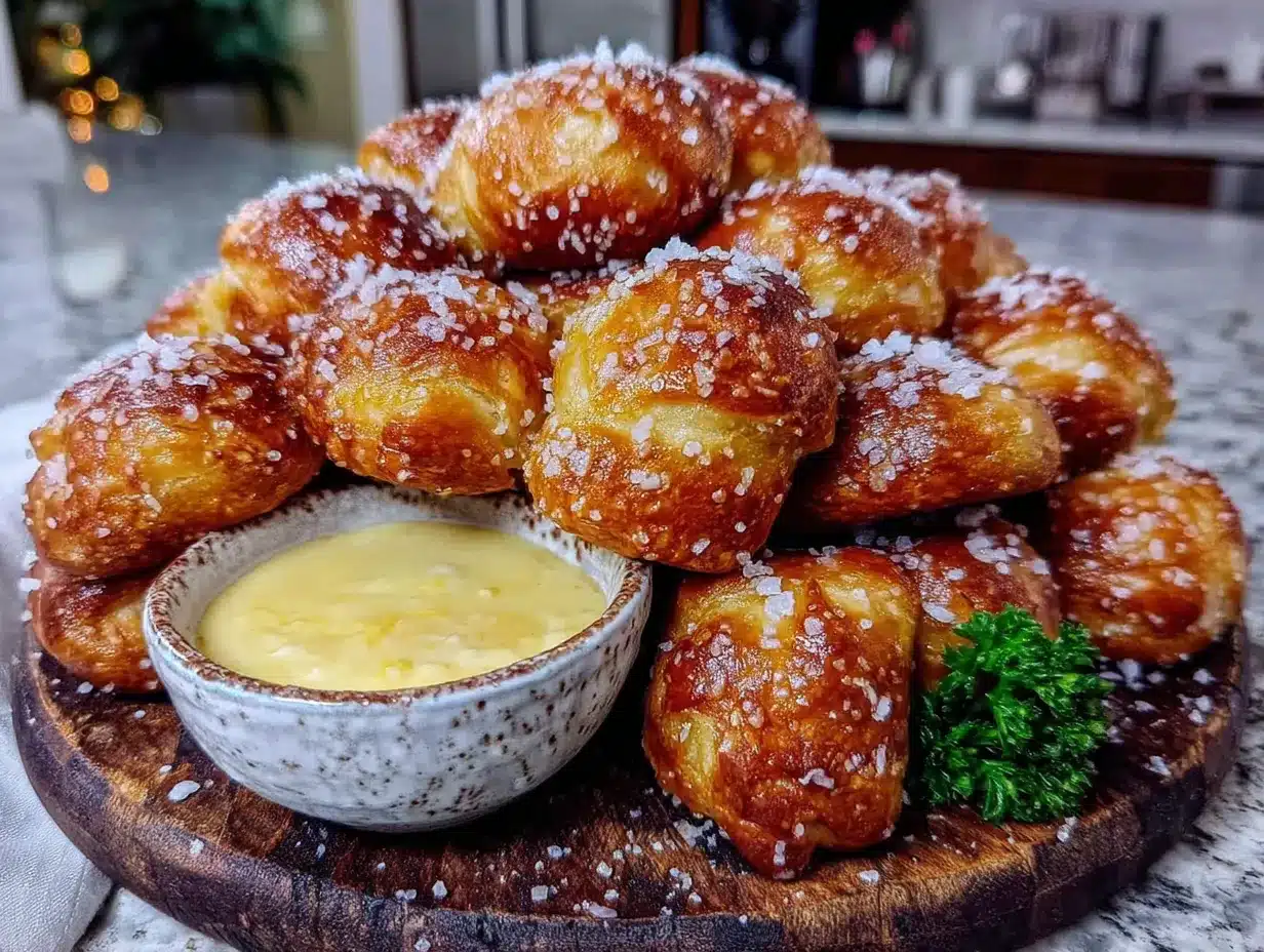homemade soft pretzel bites with beer cheese dip preparation steps