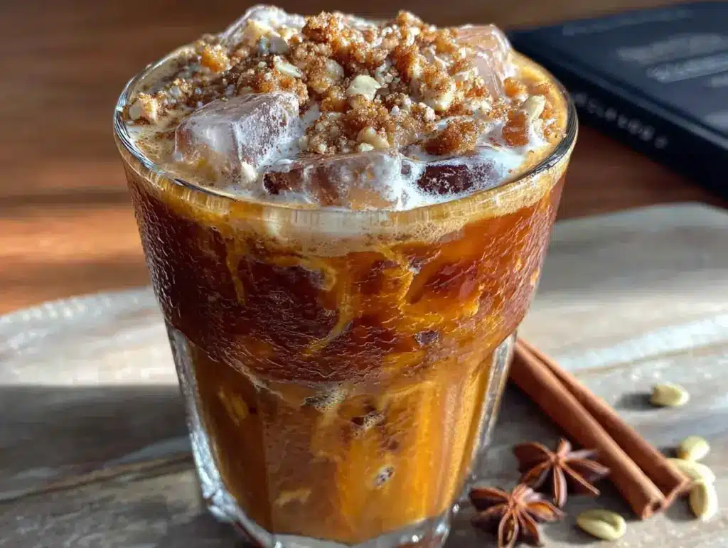 iced brown sugar pumpkin latte - featured image