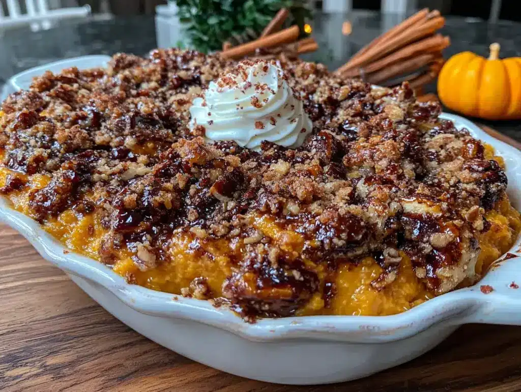 make-ahead sweet potato casserole with pecan streusel - featured image