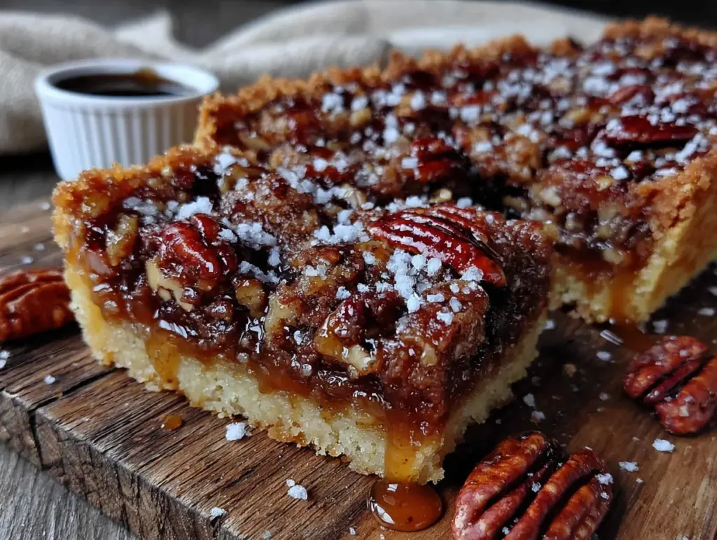 maple bourbon pecan pie bars - featured image