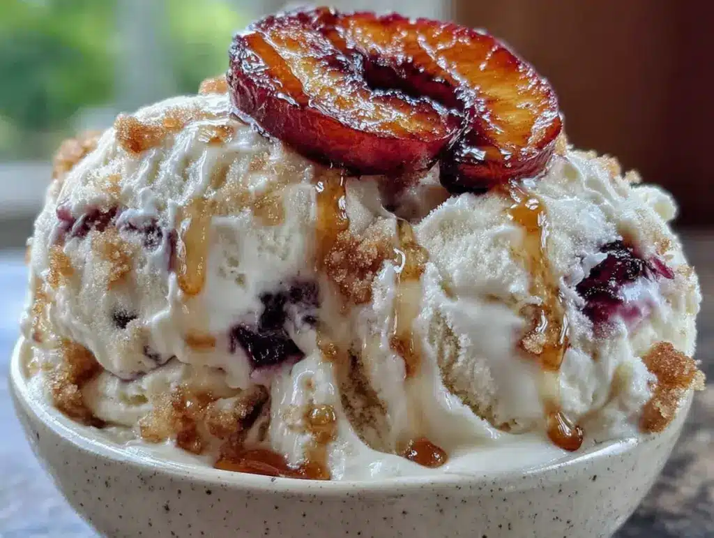 No-Churn Peach Cobbler Ice Cream - featured image
