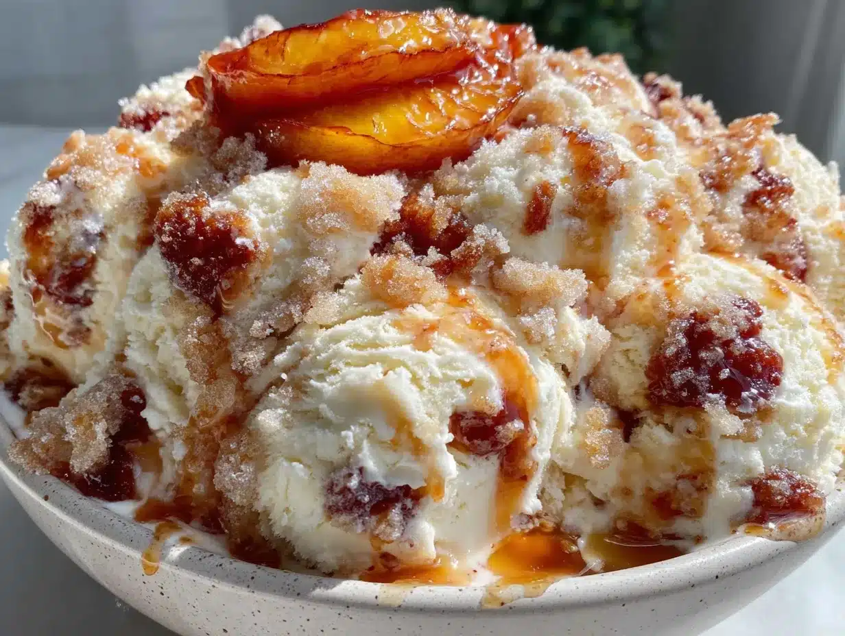 No-Churn Peach Cobbler Ice Cream preparation steps