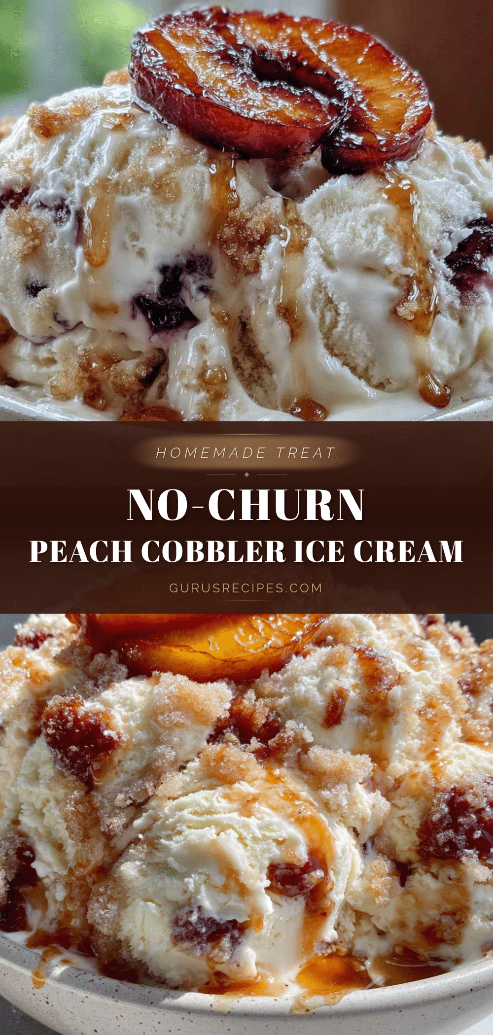 No-Churn Peach Cobbler Ice Cream recipe