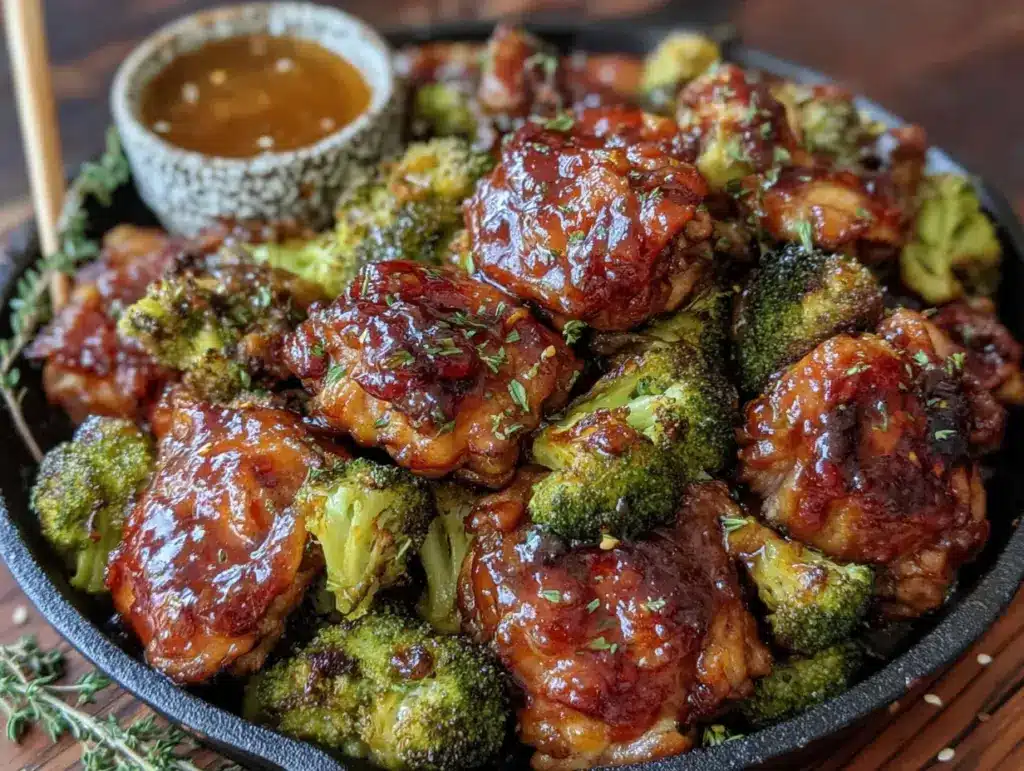 one-pan honey garlic chicken and broccoli - featured image
