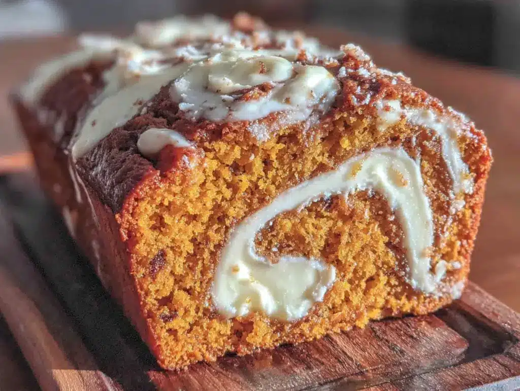 pumpkin bread with cream cheese swirl - featured image
