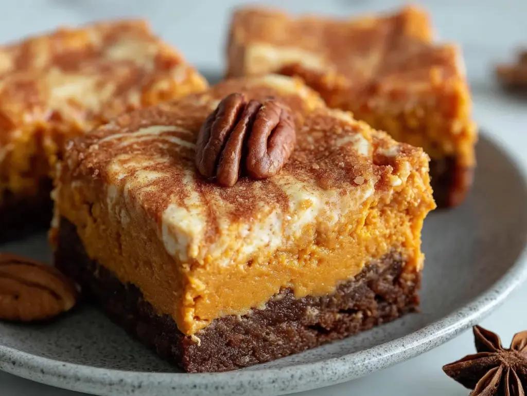 pumpkin cheesecake swirl brownies - featured image