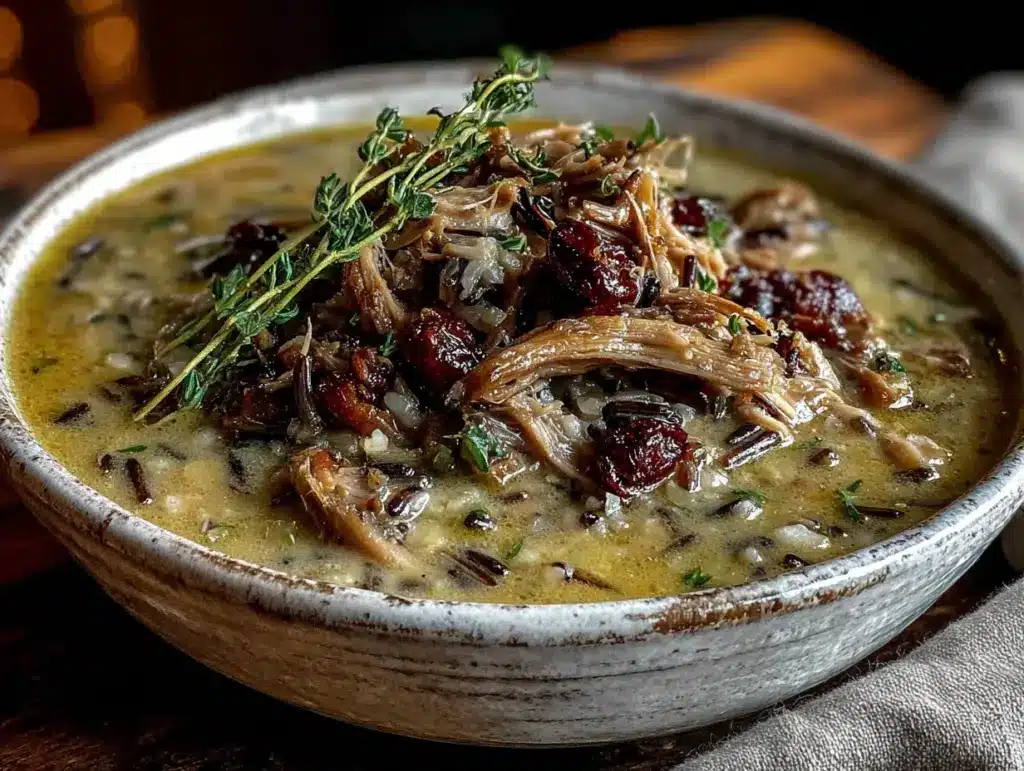 slow cooker turkey and wild rice soup - featured image