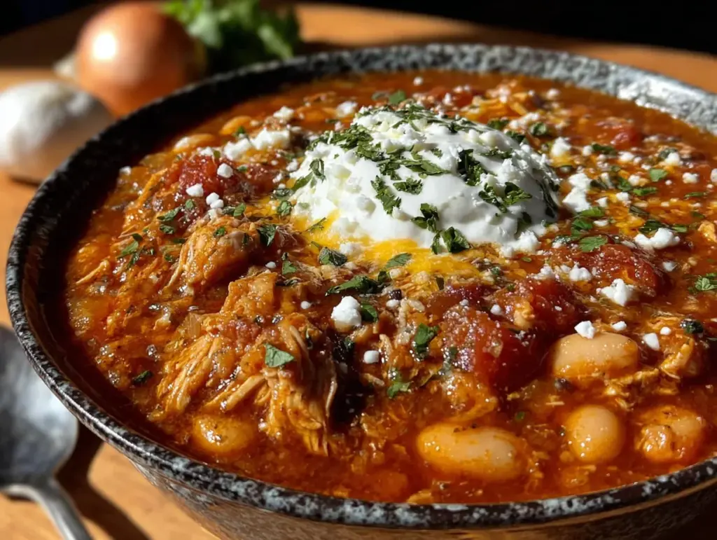 slow cooker turkey white bean chili - featured image