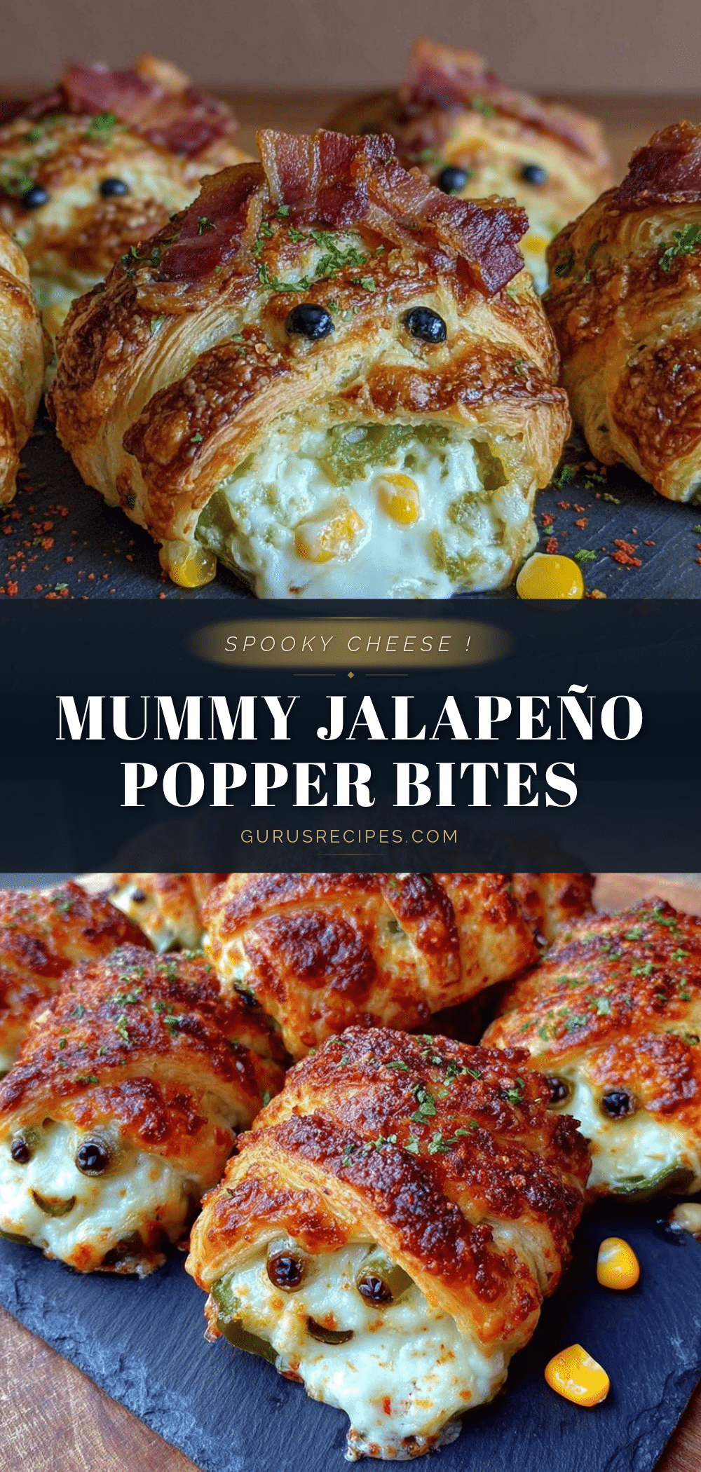 Spooky Mummy Jalapeno Popper Bites recipe