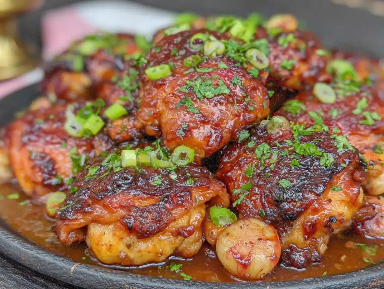 sticky honey garlic chicken thighs slow cooker preparation steps