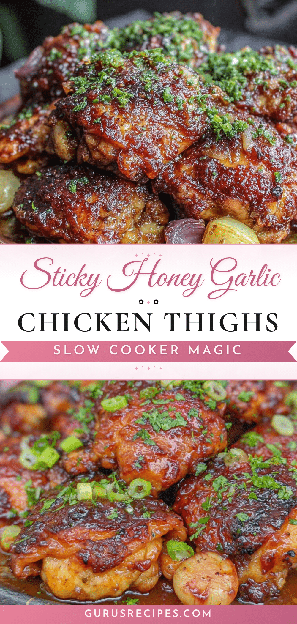 sticky honey garlic chicken thighs slow cooker recipe