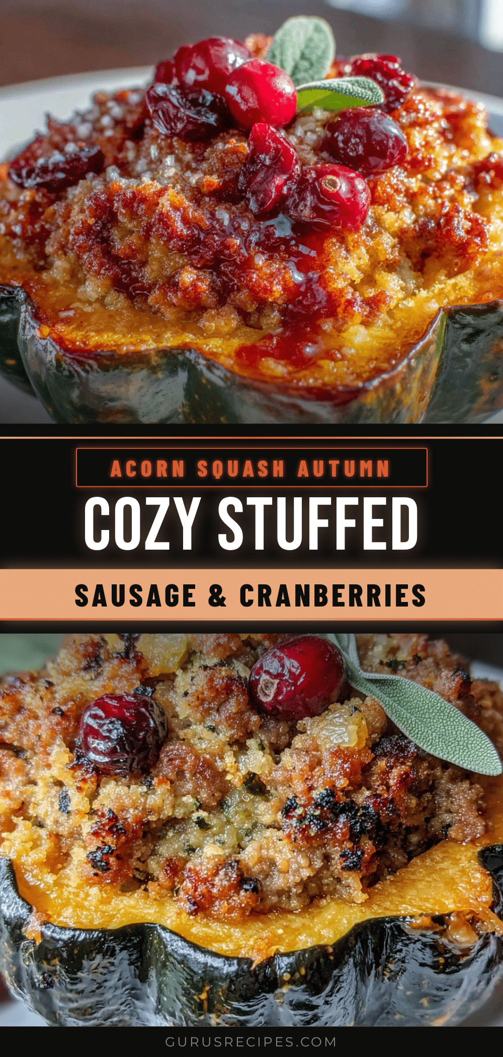 stuffed acorn squash with sausage and cranberries recipe