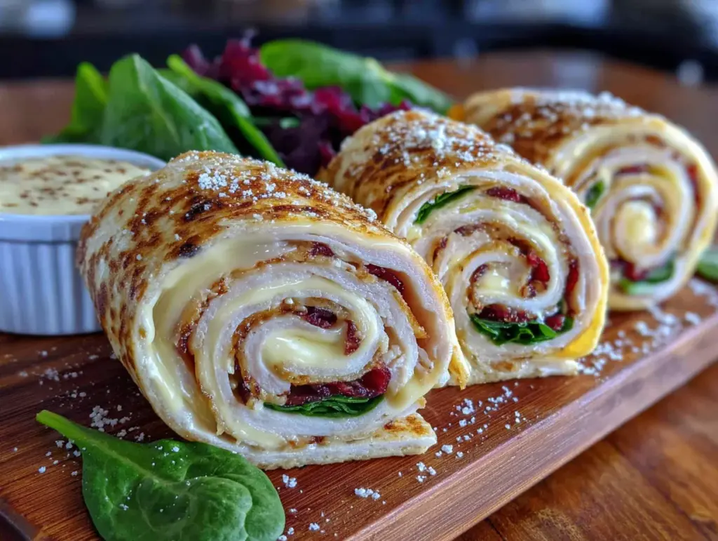 turkey and cheddar pinwheel wraps - featured image