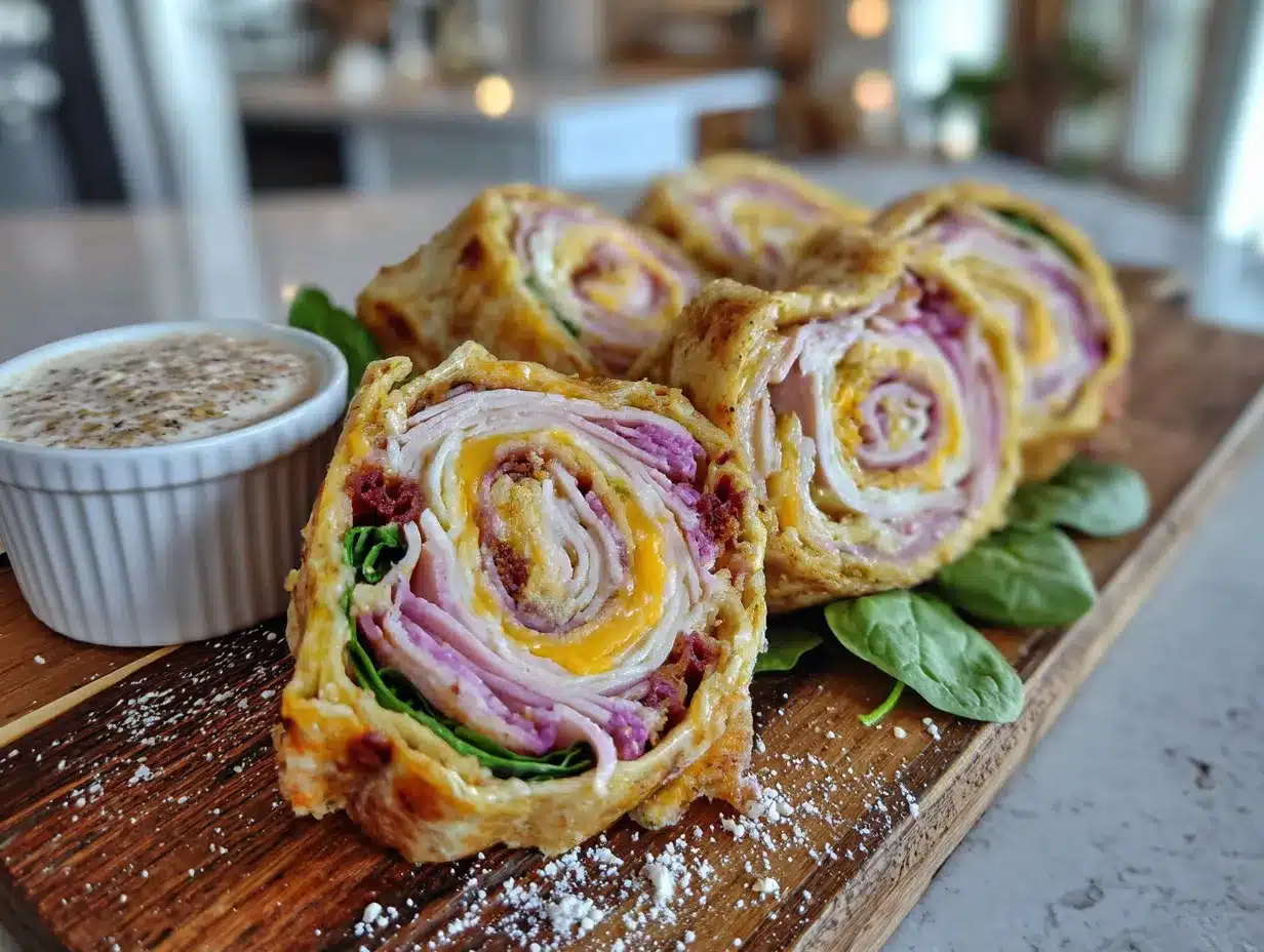 turkey and cheddar pinwheel wraps preparation steps