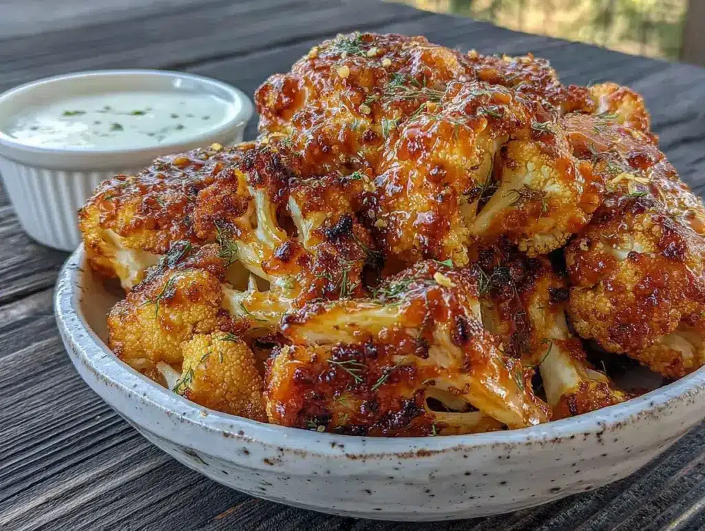 best easy buffalo cauliflower bites with ranch - featured image