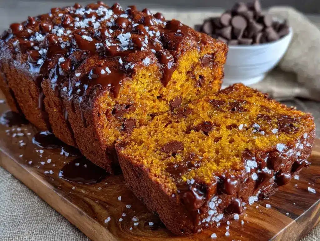 brown butter pumpkin chocolate chip bread - featured image