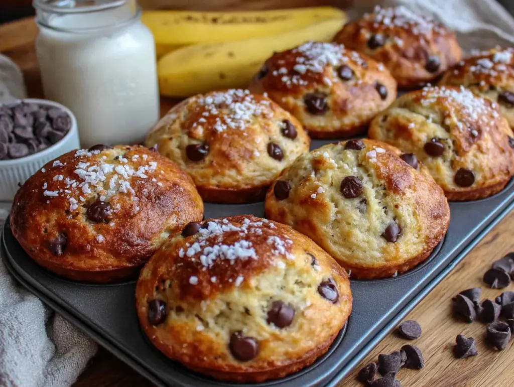 chocolate chip banana muffins - featured image