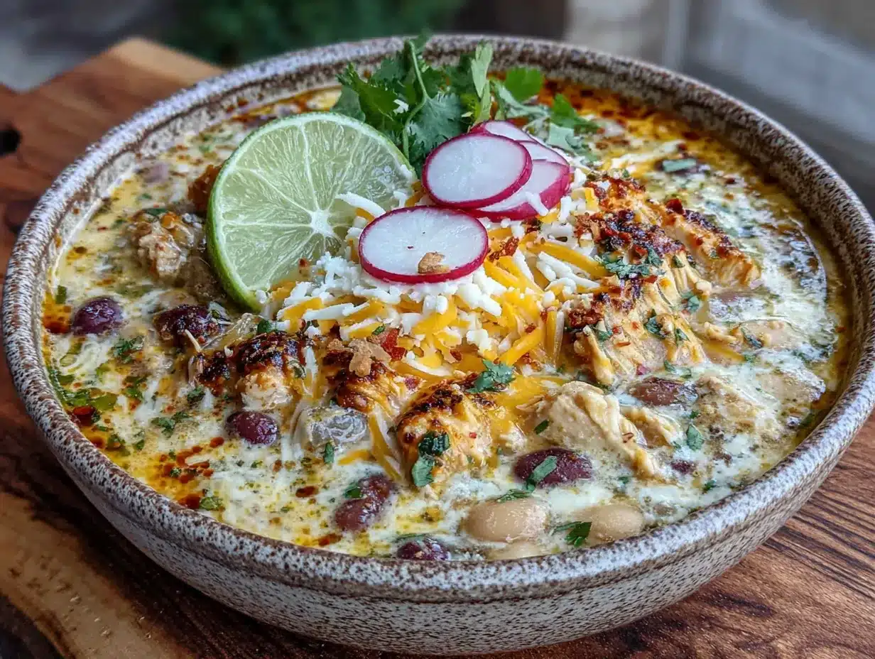 cozy slow cooker white chicken chili with roasted poblanos preparation steps