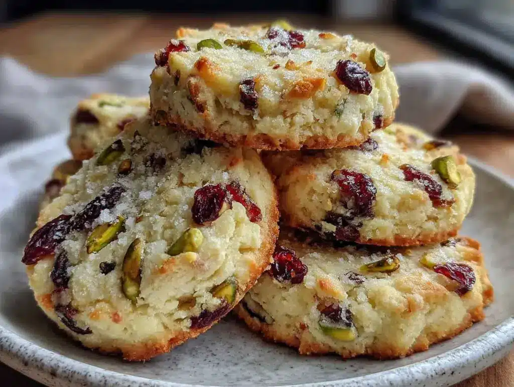 cranberry pistachio shortbread cookies - featured image