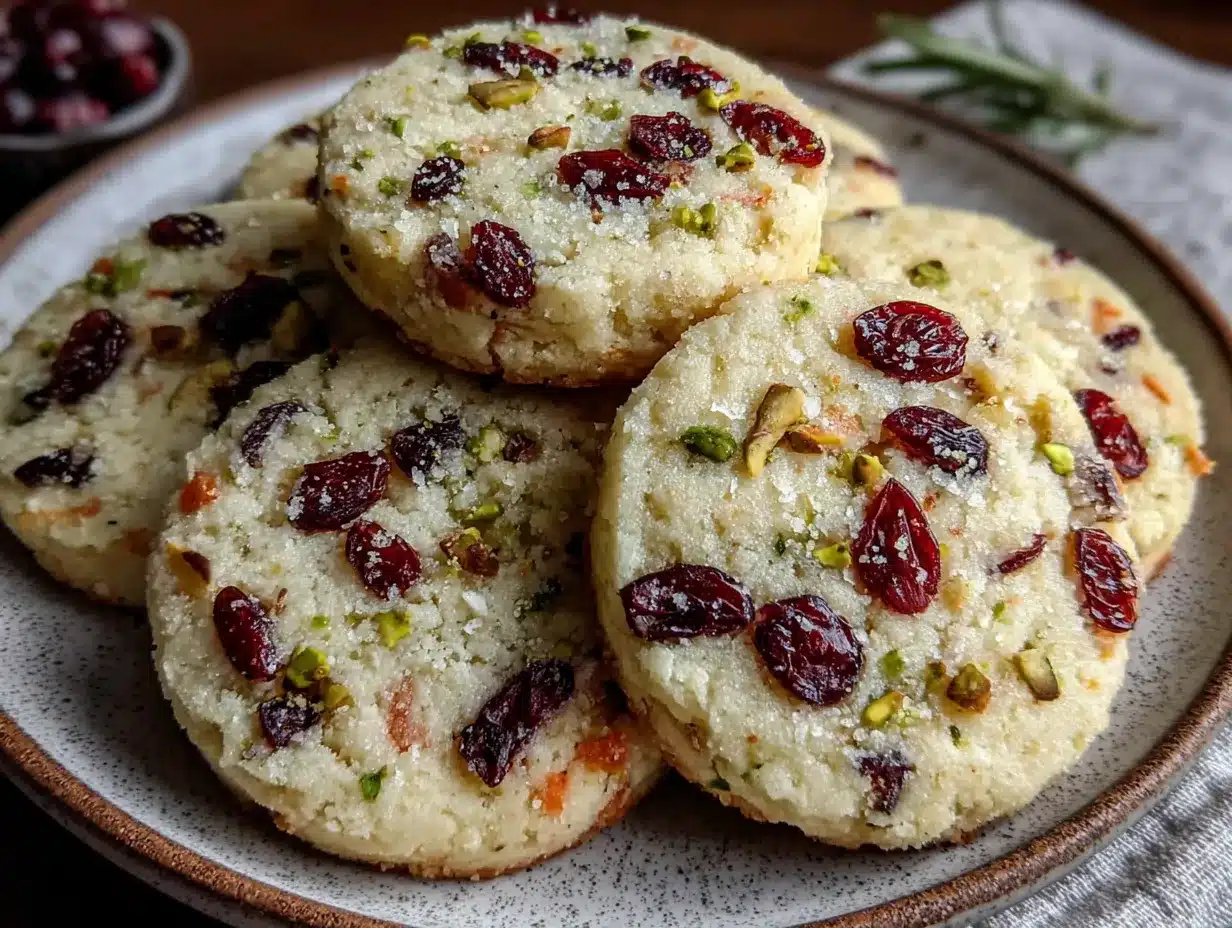 cranberry pistachio shortbread cookies preparation steps