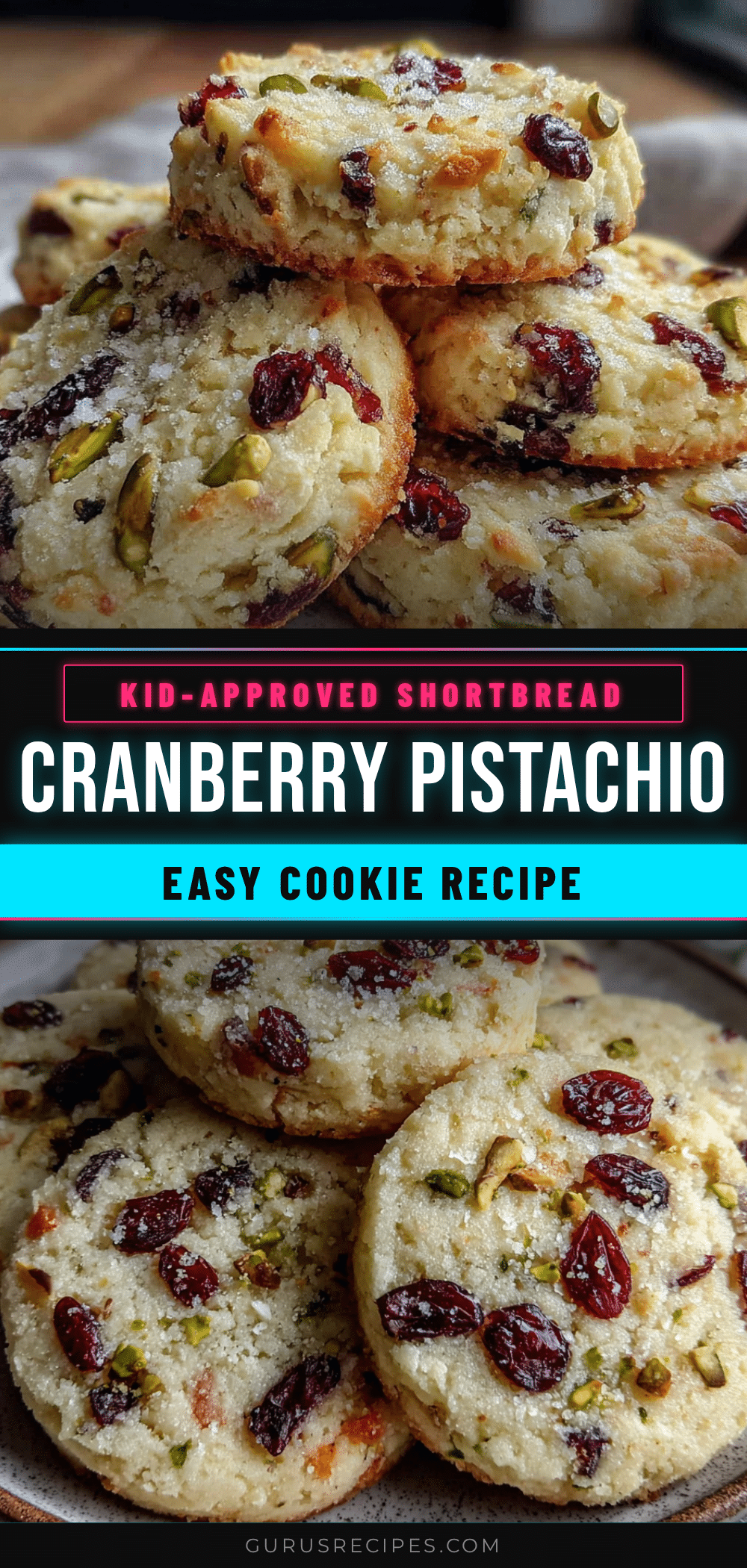 cranberry pistachio shortbread cookies recipe