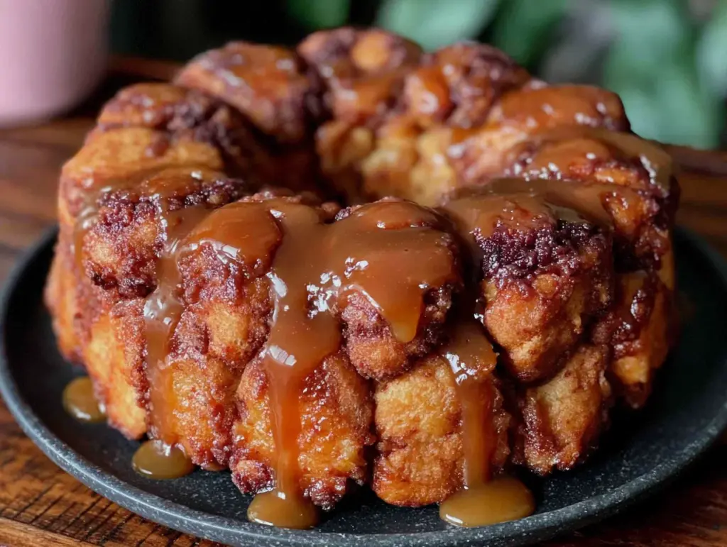 easy caramel monkey bread with cinnamon rolls - featured image