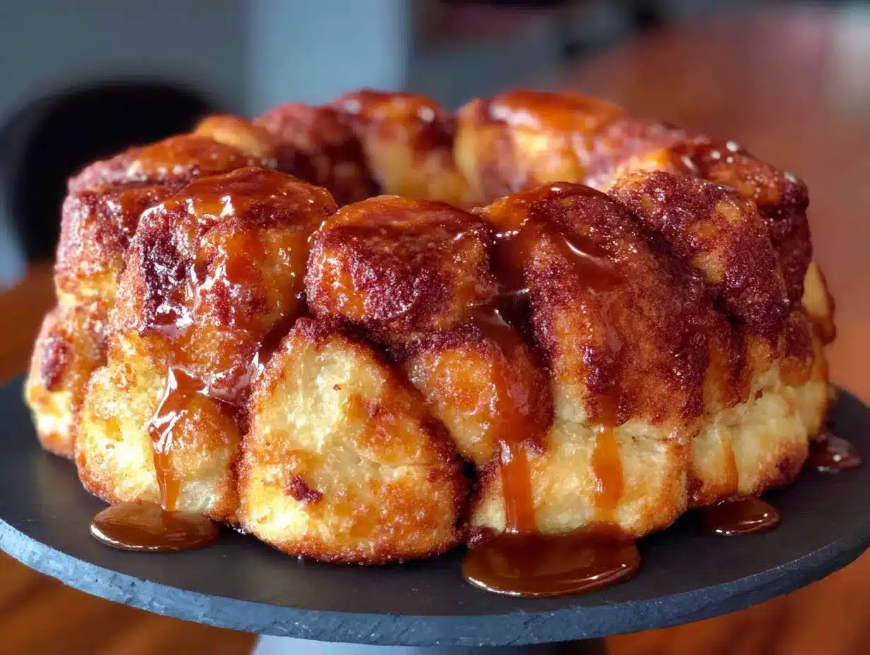 easy caramel monkey bread with cinnamon rolls preparation steps