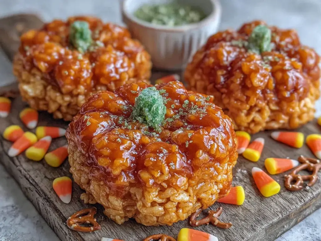 Easy Halloween Rice Krispie Treat Pumpkins - featured image