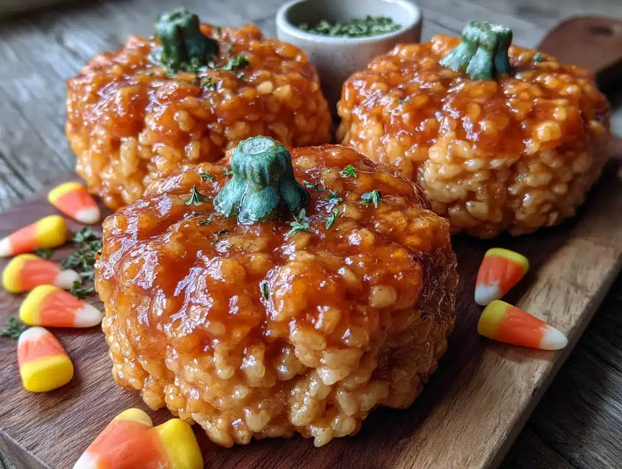 Easy Halloween Rice Krispie Treat Pumpkins preparation steps