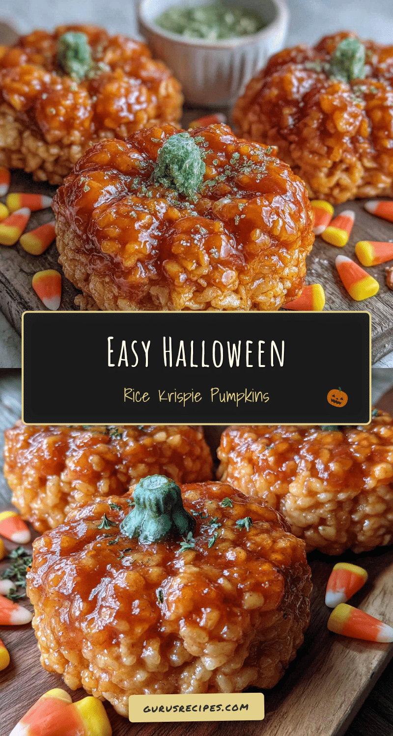 Easy Halloween Rice Krispie Treat Pumpkins recipe