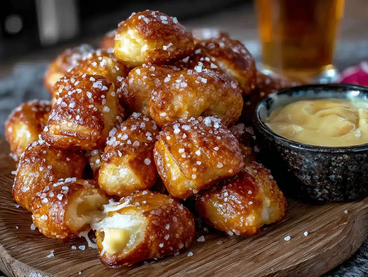 easy lighter soft pretzel bites with beer cheese dip preparation steps