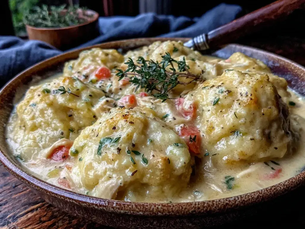 easy slow cooker chicken and dumplings - featured image