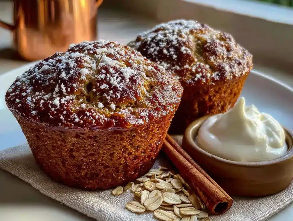 healthy pumpkin oat muffins - featured image