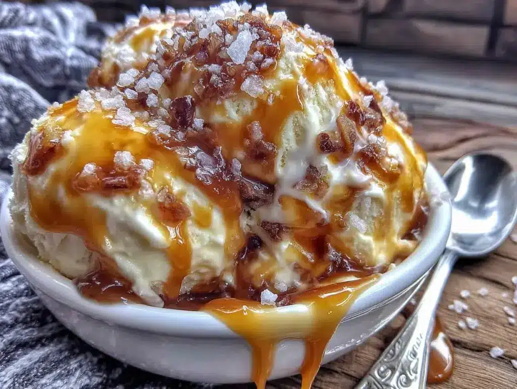 no-churn salted caramel ice cream - featured image