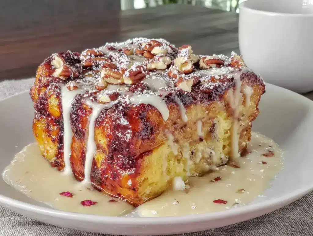 overnight cinnamon roll baked french toast - featured image