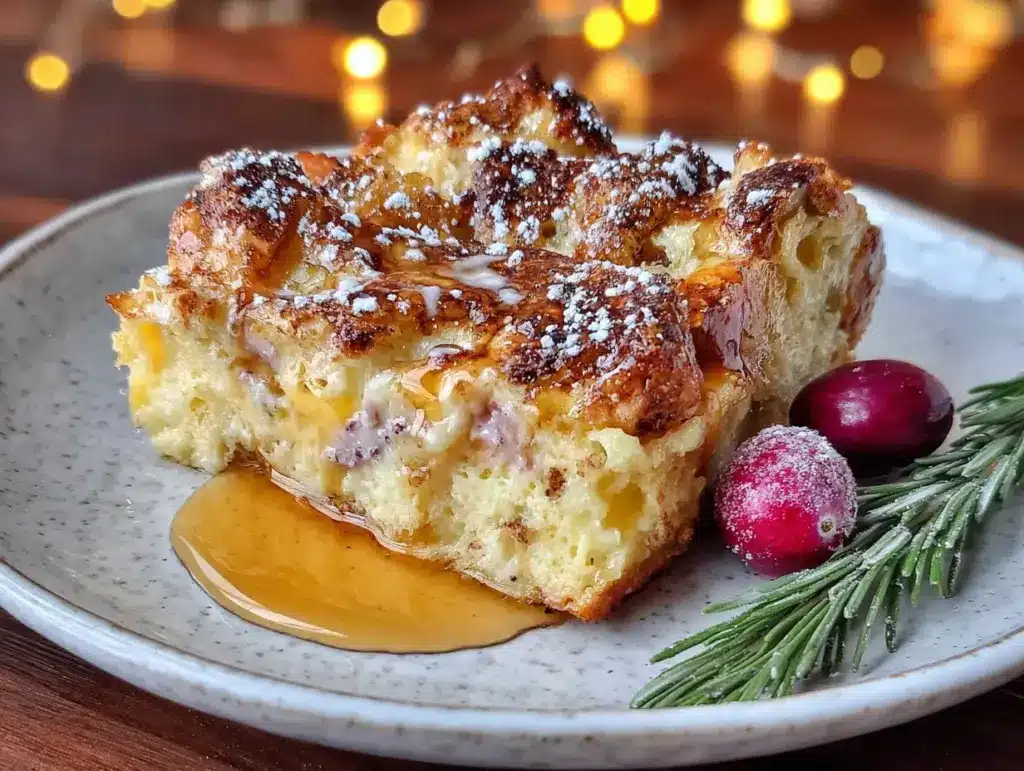 overnight eggnog french toast casserole - featured image