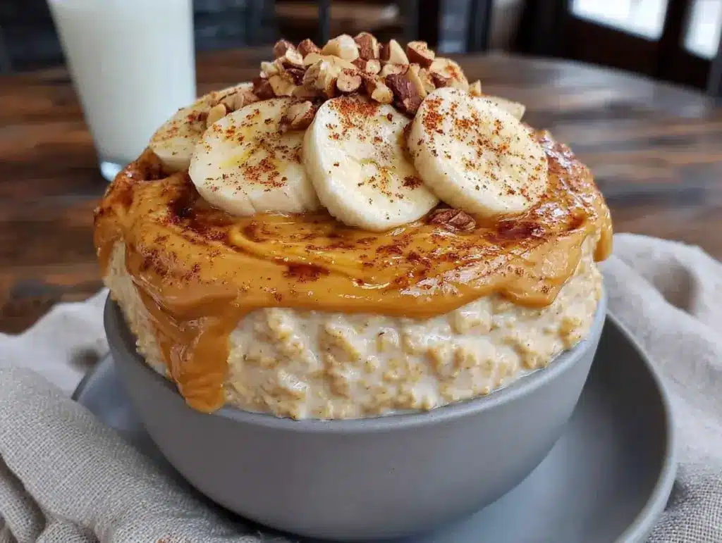overnight peanut butter banana oats - featured image