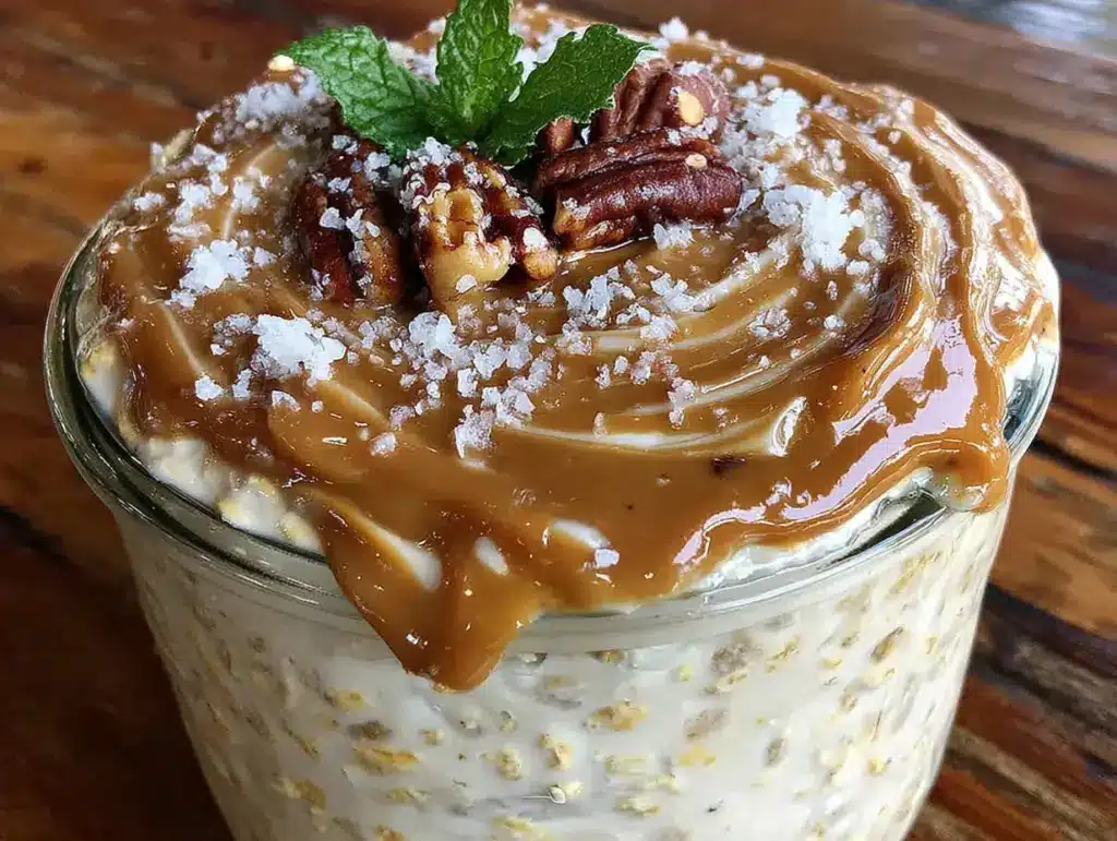 peanut butter protein overnight oats - featured image