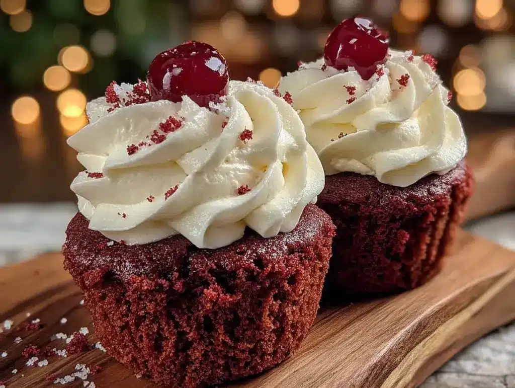 red velvet heart cupcakes - featured image