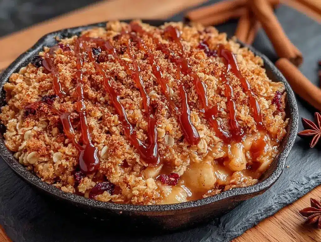 salted caramel apple crisp - featured image