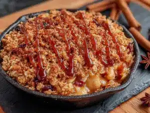 salted caramel apple crisp - featured image