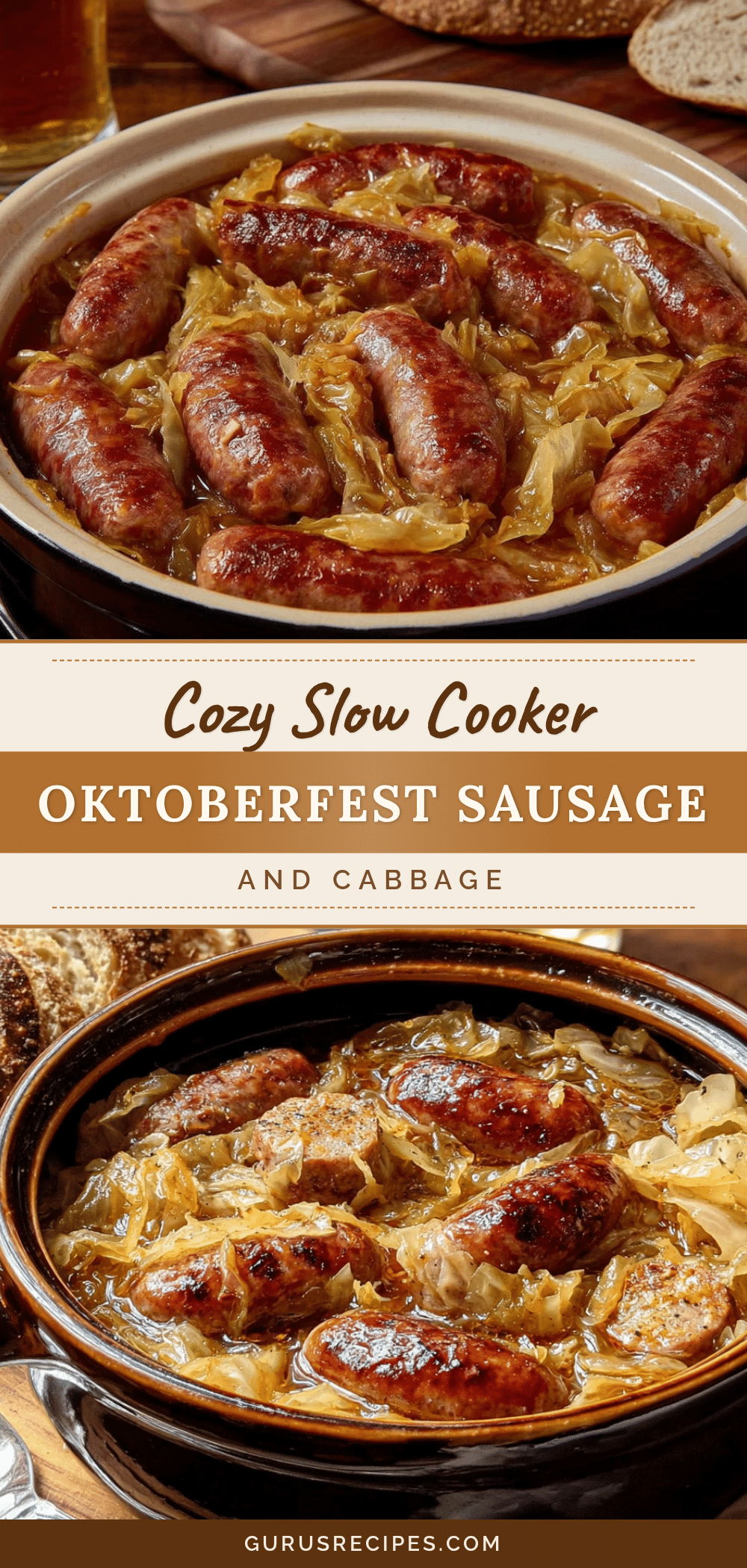 slow cooker Oktoberfest sausage and cabbage recipe
